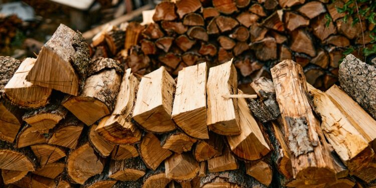 woodpile stacked front larger woodpile with smaller woodpile top
